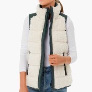 Tuckernuck Cream and Green Fleece Vest